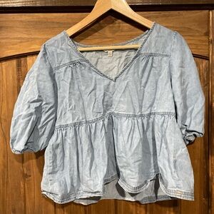 Lucky Brand Light Blue Peplum Blouse